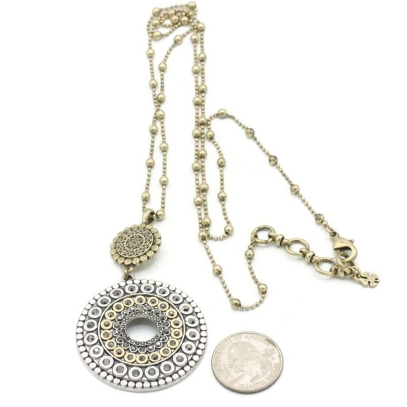 VTG Melladion Pendant Necklace Silver And gold Tone - Picture 2 of 6